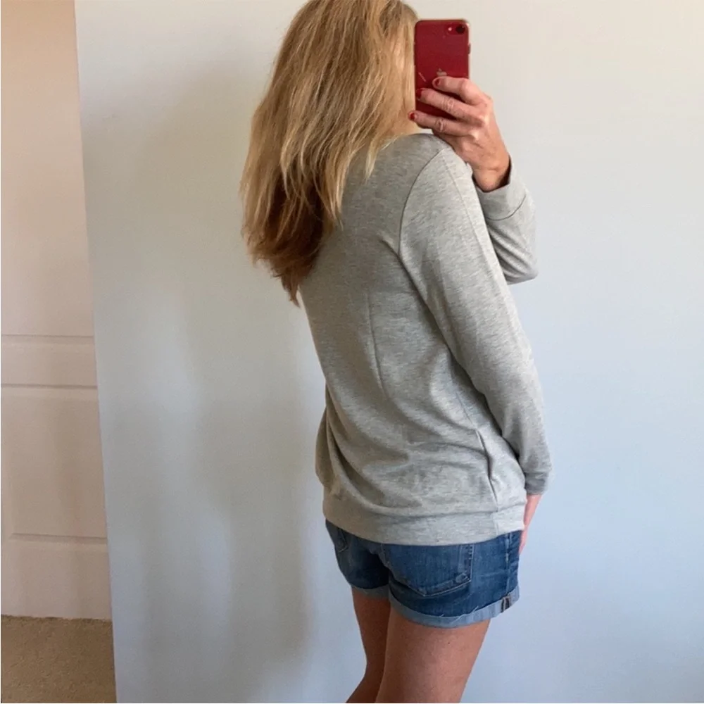 French Terry Long Sleeve Plaid Reindeer Top - Picture 5 of 7